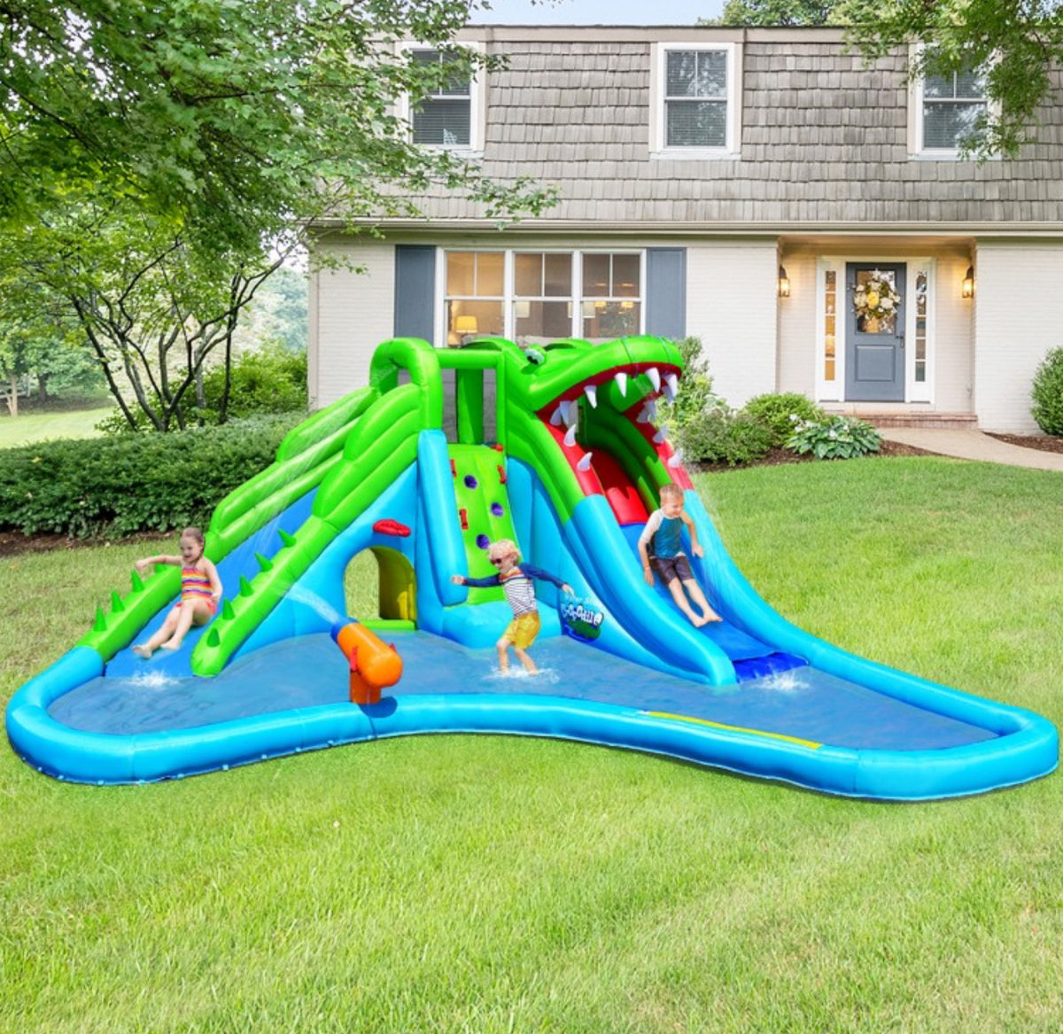 Inflatable Ultra Slip N' Water Slide Bounce House Park, Climbing Wall, —  SkyMall