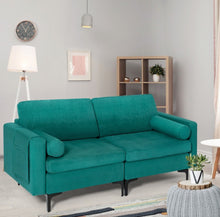 Load image into Gallery viewer, Heavy Duty Very Comfortable 2 Seater Modern Love-seat Sofa Couch With 2 Bolsters, Side Storage Pocket | Holds 1320lbs | Thick Cushions