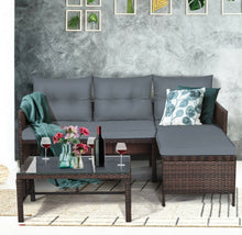 Load image into Gallery viewer, Super Duty Comfortable 3 Piece Outdoor Patio Corner Rattan Sofa Couch Set | Easy To Clean | Water Resistant