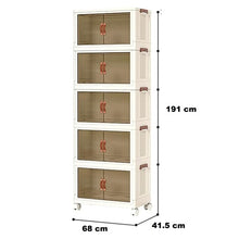 Load image into Gallery viewer, Elegant Upgraded 5 Tier Stackable Storage Shelf XL Collapsible Closet Organizer Transparent Storage Boxes |  Wheels | Home, Kitchen, Bedroom, Closet Etc