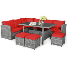 Load image into Gallery viewer, Very Relaxing Heavy Duty 7-Piece Cushiony Outdoor Furniture Wicker Sectional Sofa Patio Set With Dining Table