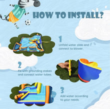 Load image into Gallery viewer, Super Fun Massive Inflatable Soccer Theme Bouncy Park Water Slide,Climbing,735W Blower,Soccer Ball,Carry Bag,Hose,Balls,Repair Kit,Water Cannon,