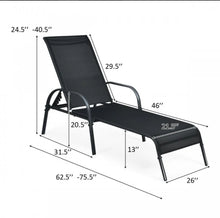 Load image into Gallery viewer, Elegant 2-Piece Outdoor Patio Lounge Chair Chaise Fabric | Adjustable Reclining Armrest | Heavy Duty