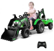 Load image into Gallery viewer, 2025 Heavy Duty 12V Excavator 3-in-1 Ride On Toy 1 Seater With Shovel, Bucket, Trailer, Rubber Tires, Cup Holder, LED Lights, Digging Bucket, Remote