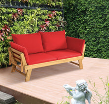 Load image into Gallery viewer, Very Relaxing 3 Adjustable Positions Outdoor Patio, Indoor Convertible Heavy Duty Sofa Couch With Thick Cushions | Acacia Wood