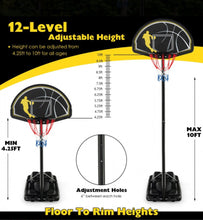Load image into Gallery viewer, Super Cool Adjustable Basketball Net Hoop Set 4.25-10FT | Heavy Duty | 2 Nets | Shatterproof Backboard | Indoor | Outdoor