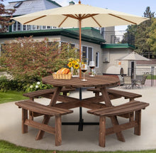 Load image into Gallery viewer, Super Cool Big 8 Seater Rustic Wood Design Patio Picnic Table Dining Seat Bench | Large Benches | Heavy Duty