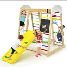 Load image into Gallery viewer, Super Fun 8-in-1 Heavy Duty Climber Playground Play-set For Kids With Slide | Climbing Net | Slide | Rock Climbing | Monkey Bars | Abacus Game | Swing | Drawing Board