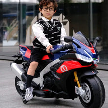 Load image into Gallery viewer, 2025 Licensed XL Aprilia RSV4 12V Super Motorcycle 2 Seater Kids Ride On | LED Lights | Rubber Wheels | Racing Bike