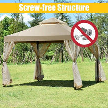 Load image into Gallery viewer, Heavy Duty Beautiful Outdoor 2-Tier 10x10 FT Screw-Free Structure Patio Shelter Gazebo Canopy | For Gatherings, BBQ, Pool, Etc | Waterproof | Easy Assembly