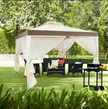 Load image into Gallery viewer, Super Duty Classy 10x10 Ft Patio Canopy Tent Gazebo With Netting | Double Tiered Roofing | Ventilation | Reinforced Steel Weather Resistant