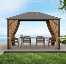 Load image into Gallery viewer, Super Duty Elegant Patio Outdoor Hardtop Gazebo Canopy With Galvanized Steel Top & Netting 12x10ft | 8.5ft High | All Season | Brown