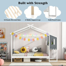 Load image into Gallery viewer, Super Cute & Adorable Modern  Twin Or Full Bed Frame House With Roof Canopy And Fence For Children, Kids | Heavy Duty  | Bed Space | Montessori | Desk, Drawers