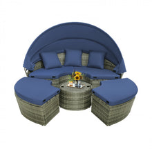 Load image into Gallery viewer, Very Relaxing Upgraded Heavy Duty Outdoor Patio Wicker Round Daybed With Retractable Canopy With Comfortable Upgraded Cushions