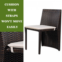 Load image into Gallery viewer, Beautiful & Elegant 3-Piece Comfortable Wicker Patio Bistro Set | Table And Chairs | Weather Resistant | Space Saver | Rattan | Soft Cushions
