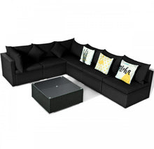 Load image into Gallery viewer, Very Relaxing 7 Piece Patio Furniture Sectional Wicker Sofa Set With Tempered Glass Top