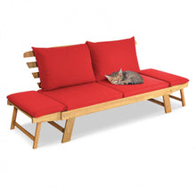 Load image into Gallery viewer, Very Relaxing 3 Adjustable Positions Outdoor Patio, Indoor Convertible Heavy Duty Sofa Couch With Thick Cushions | Acacia Wood
