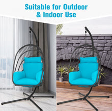 Load image into Gallery viewer, 2025 Hanging Super Duty Foldable Egg Swing Patio Chair With Stand & Cushion Pillow | Swing Hammock | Holds 265lbs | Indoor / Outdoors