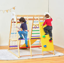 Load image into Gallery viewer, Super Cool Wooden 8-in-1 Kids Jungle Gym Playground | Monkey Bars | Climbing | Ladder | Swing | Rings | Slide | Holds 530lbs | Playground