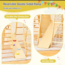 Load image into Gallery viewer, Super Cool Wooden 8-in-1 Kids Jungle Gym Playground | Monkey Bars | Climbing | Ladder | Swing | Rings | Slide | Holds 530lbs | Playground