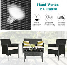 Load image into Gallery viewer, Super Relaxing 4 Piece Rattan Cushioned Sofa Patio Furniture Set With Heavy Duty Glass Coffee Table