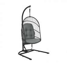 Load image into Gallery viewer, 2025 Super Cool Patio Hanging Wicker Egg Chair | Holds 300lbs | With Stand & Cushion | Indoor Or Outdoor | Thick and Soft Comfy Cushions | Heavy Duty