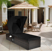 Load image into Gallery viewer, Very Relaxing Heavy Duty Adjustable Outdoor Patio Chaise Cushioned Lounge Chair With Folding Canopy | High Quality | PE Rattan