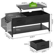 Load image into Gallery viewer, Elegant Lift Top Coffee Table with Storage Drawer, Hidden Compartment, Side Pouch for Home, Living Room | Heavy Duty (Black)