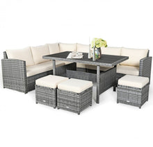 Load image into Gallery viewer, Very Relaxing Heavy Duty 7-Piece Cushiony Outdoor Furniture Wicker Sectional Sofa Patio Set With Dining Table