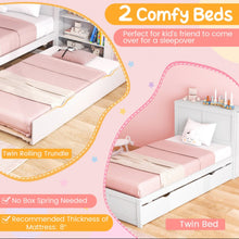 Load image into Gallery viewer, Elegant & Modern Very Comfortable Full Or Twin Kids, Children Wooden Platform Bed With Trundle Storage | Headboard | Bookshelf