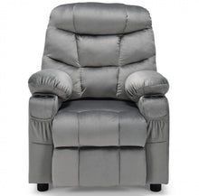 Load image into Gallery viewer, Very Cute & Adorable Kids, Children’s Recliner Sofa Chair Couch With Cup Holder | Footrest Velvet Or PU Leather | Padded Backrest | Wide Armrest | Retractable Footrest | Pockets