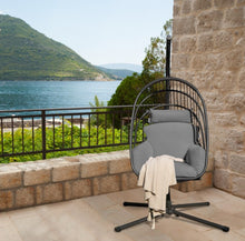 Load image into Gallery viewer, 2025 Hanging Super Duty Foldable Egg Swing Patio Chair With Stand & Cushion Pillow | Swing Hammock | Holds 265lbs | Indoor / Outdoors