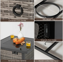 Load image into Gallery viewer, Classy & Elegant 9 Piece Wicker Outdoor Patio Furniture Set With 32 Inch Propane Fire Pit Table | Storage | Cover | Comfy Seating | High Quality | PE Rattan