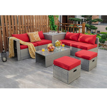 Load image into Gallery viewer, Elegant 8 Piece Patio Furniture Rattan Set With Storage Waterproof Cover & Cushions