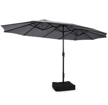 Load image into Gallery viewer, Heavy Duty Outdoor Patio 10-Piece Dining Set With 15 Feet Double-Sided Twin Patio Umbrella, Rustic Acadia Wood, Wicker, Rattan, Very Comfortable