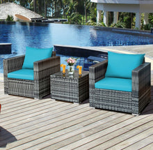Load image into Gallery viewer, Heavy Duty Elegant Very Comfortable 3 Piece Patio Rattan Furniture Bistro Sofa Couch Set With Thick Cushions