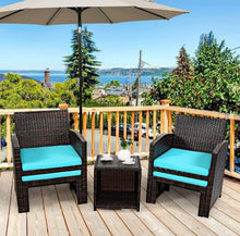 Load image into Gallery viewer, Elegant Heavy Duty 5-Piece Patio Rattan Furniture Set With Ottoman, Beautiful Tempered Glass Coffee Table | Cozy Chairs