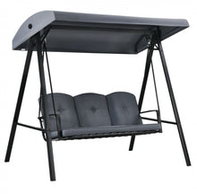 Load image into Gallery viewer, Elegant Outdoor Patio 3-Seater Porch Swing With Adjustable Cushions & Canopy | Spacious Sitting Space | Holds 710lbs | Sun Shade