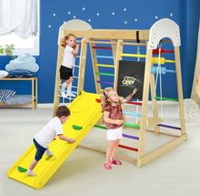 Load image into Gallery viewer, Super Fun 8-in-1 Heavy Duty Climber Playground Play-set For Kids With Slide | Climbing Net | Slide | Rock Climbing | Monkey Bars | Abacus Game | Swing | Drawing Board