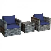 Load image into Gallery viewer, Heavy Duty Elegant Very Comfortable 3 Piece Patio Rattan Furniture Bistro Sofa Couch Set With Thick Cushions