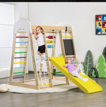 Load image into Gallery viewer, Super Fun 8-in-1 Heavy Duty Climber Playground Play-set For Kids With Slide | Climbing Net | Slide | Rock Climbing | Monkey Bars | Abacus Game | Swing | Drawing Board