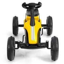 Load image into Gallery viewer, Super Cool Kids Go Kart, 4-Wheel Pedal Powered Ride On Racer Car for Kids, Boys, Girls, Yellow | Rubber Wheels | Aged 3-8