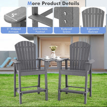Load image into Gallery viewer, Heavy Duty Comfortable 2 Piece HDPE Tall Patio Adirondack Chair With Middle Connecting Tray | Umbrella Hole | Barstools | Easy Assembly | Waterproof