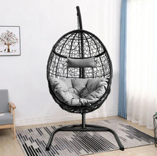 Load image into Gallery viewer, Outdoor / Indoor Patio Egg Swing Chair W/ Stand, Cushion, Pole, Basket - Heavy Duty Chair | Very Comfy Cushions | Hammock | Comes In 2 Colours | Holds 250lbs