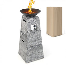 Load image into Gallery viewer, Elegant Heavy Duty 48 Inch Propane Fire Bowl Column With Beautiful Lava Rocks & PVC Cover | Easy Access Door | Easy On/Off Switch | Patio Fire Pit