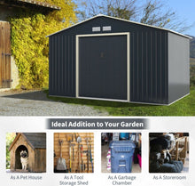 Load image into Gallery viewer, Super Duty 11x8 Ft Metal Storage Shed For Garden, Tools, | 2 Lockable Sliding Doors | Weather Resistant | 4 Air Vents | Slope Roof | Patio