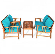Load image into Gallery viewer, Heavy Duty Comfortable 4 Piece Acacia Wooden Patio Sofa Furniture Chair Set With Thick Cushions | Multiple Combinations