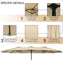 Load image into Gallery viewer, Heavy Duty Outdoor Patio 10-Piece Dining Set With 15 Feet Double-Sided Twin Patio Umbrella, Rustic Acadia Wood, Wicker, Rattan, Very Comfortable