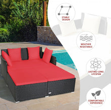 Load image into Gallery viewer, Very Relaxing XXL Spacious Outdoor Rattan Patio Day Bed | Upholstered Extremely Comfortable Cushions, Pillows | Sectional Furniture Set