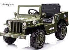 Load image into Gallery viewer, 2025 Military / Army 12V Willy Jeep Style Truck Upgraded | 1 Seater Kids Ride-On Car| Leather Seats | Rubber Tires | Remote | 2 Colours